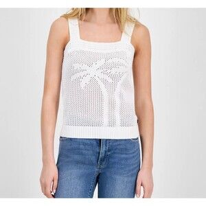 Nautica Jeans Women's XL Cotton Palm-Tree Open-Knit Sleeveless Sweater LAST ONE!